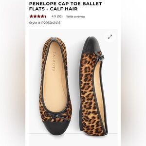 Talbots Penelope Cap Toe Ballet Flats Calf Hair Leather Career Blk/Tan Size 8.5